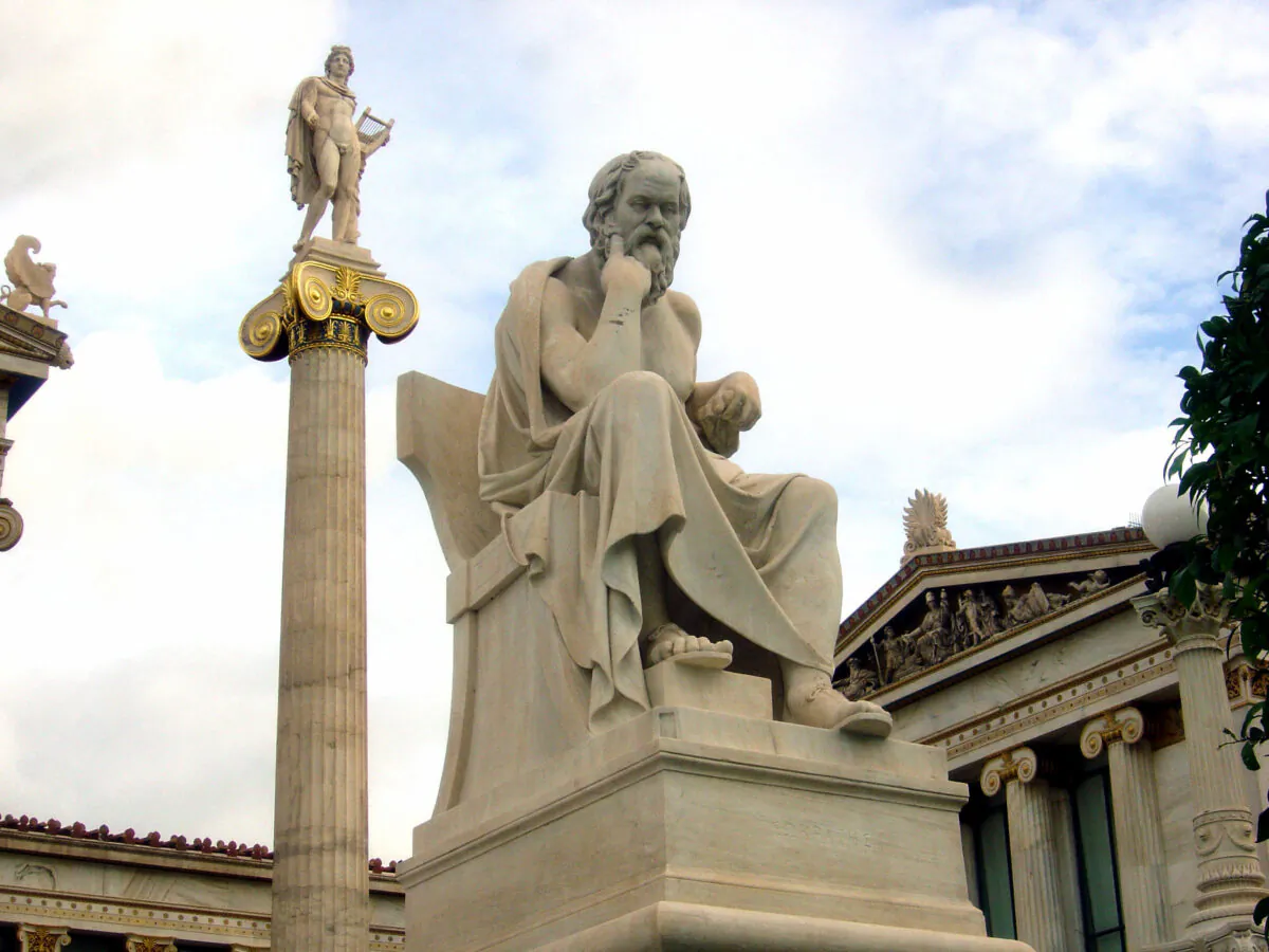 A statue of ancient Greek philosopher Socrates in front of the Academy of Athens in Greece. Traditionalists have a well-grounded intuition that the customs and practices they follow have been rationally and empirically demonstrated over time. (Dimsfikas at Greek Wikipedia/cc-by-2.0)