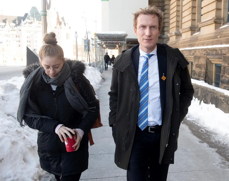 Indigenous Services Minister Marc Miller arrives at the Office of the Prime Minister and Privy Council building for a meeting of the federal government's Incident Response Group in Ottawa, on Feb. 17, 2020. (The Canadian Press/Adrian Wyld)