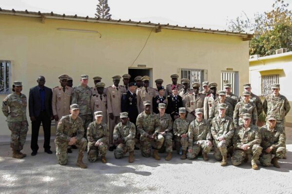 U.S. Army and Senegalese medical professionals gather for a group photo at the Hospital Military De Ouakam, Senegal, during Medical Readiness Exercise 19-2, 8 April 2019. (Staff Sgt. Charles Stefan/Army)