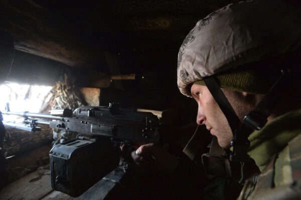 A serviceman is seen at a position on the front line near the village of Zolote in the eastern Ukrainian region of Luhansk, Ukraine February 14, 2020. (Oleksandr Klymenko/Reuters)