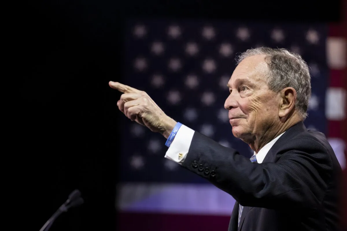 Democratic presidential candidate former New York City Mayor Mike Bloomberg delivers remarks during a campaign rally in Nashville, Tennessee, on Feb. 12, 2020. (Brett Carlsen/Getty Images)