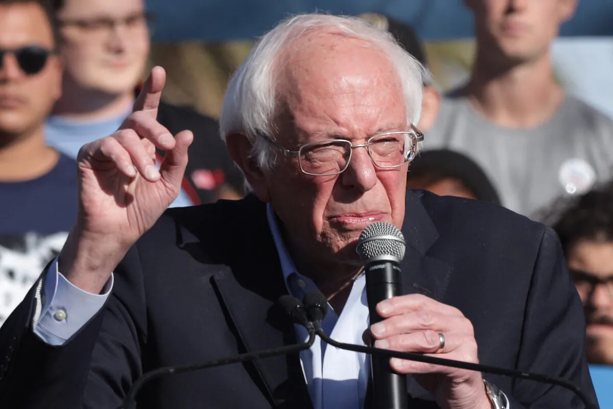 Democratic presidential candidate Sen. Bernie Sanders (I-Vt.) speaks during a campaign rally at University of Nevada in Las Vegas, Nevada on Feb. 18, 2020. (Alex Wong/Getty Images)