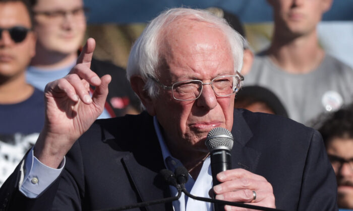 Democratic presidential candidate Sen. Bernie Sanders (I-Vt.) speaks during a campaign rally at University of Nevada in Las Vegas, Nevada on Feb. 18, 2020. (Alex Wong/Getty Images)