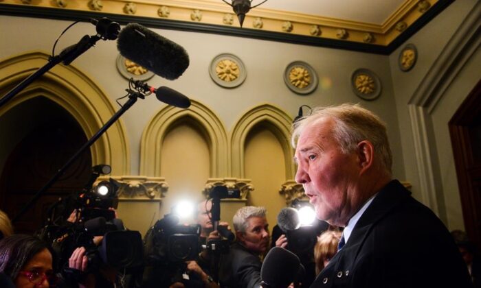 Bill Blair, Minister of Public Safety and Emergency Preparedness, arrives to a cabinet meeting on Parliament Hill in Ottawa on Feb. 20, 2020. (The Canadian Press/Sean Kilpatrick)