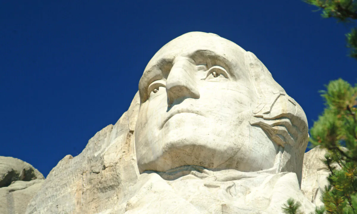 The face of George Washington on Mt. Rushmore, in Keystone, South Dakota. (Courtesy of Fred J. Eckert)