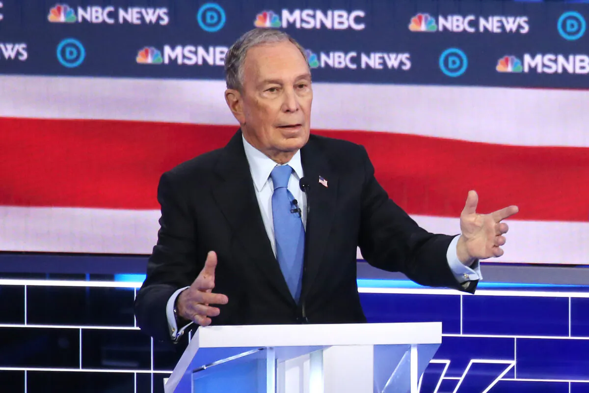 Democratic presidential candidate former New York City mayor Mike Bloomberg speaks during the Democratic presidential primary debate at Paris Las Vegas in Las Vegas, Nevada on Feb. 19, 2020. (Mario Tama/Getty Images)