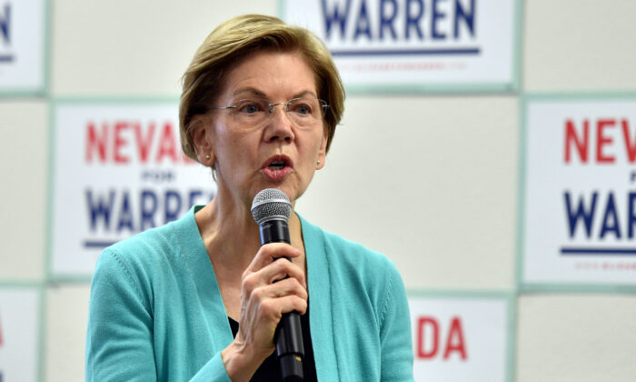 Democratic presidential candidate Sen. Elizabeth Warren (D-Mass.) in North Las Vegas, Nevada on Feb. 20, 2020. (David Becker/Getty Images)