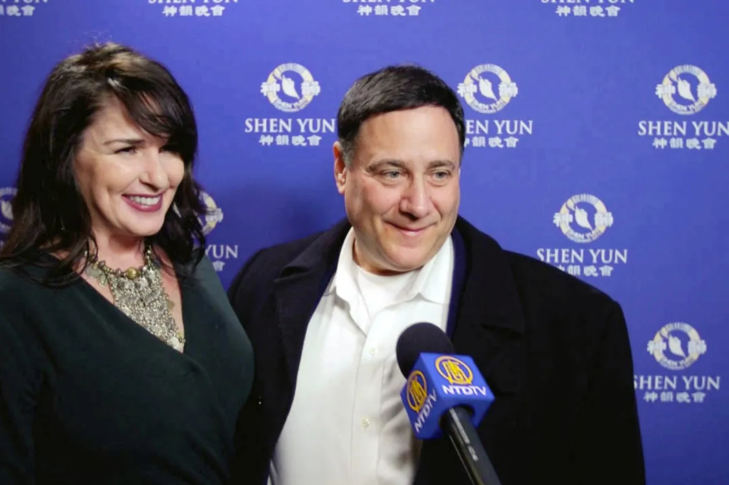 Pario Max and Garry Lowenthal after attending Shen Yun Performing Arts, on Feb. 20, 2020, at the Ordway Center for the Performing Arts in St. Paul, Minnesota. (NTD Television)