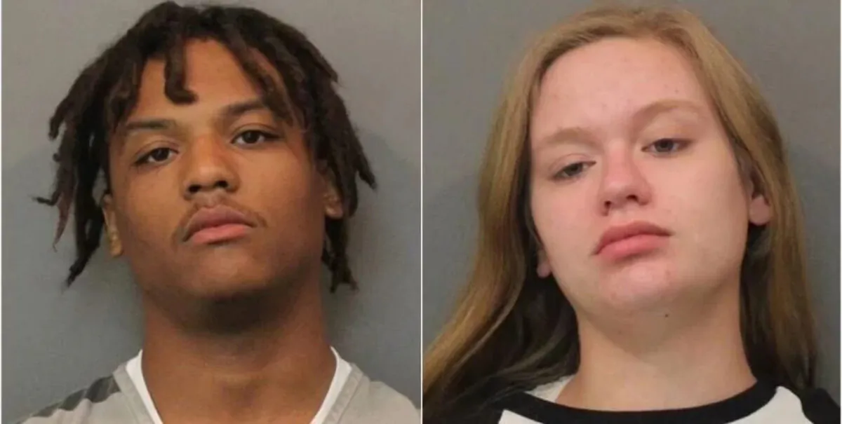 Kyren Gregory Perry-Jones (left) and Cailyn Marie Smith were charged for allegedly running the two teenage bicyclists off the road for expressing their support for President Trump (Hobard Police)