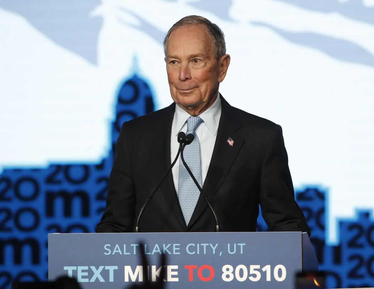 Democratic presidential candidate, Mike Bloomberg talks to supporters at a rally in Salt Lake City, Utah, on Feb. 20, 2020. (George Frey/Getty Images)