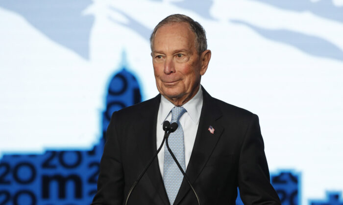 Democratic presidential candidate, Mike Bloomberg talks to supporters at a rally in Salt Lake City, Utah, on Feb. 20, 2020. (George Frey/Getty Images)