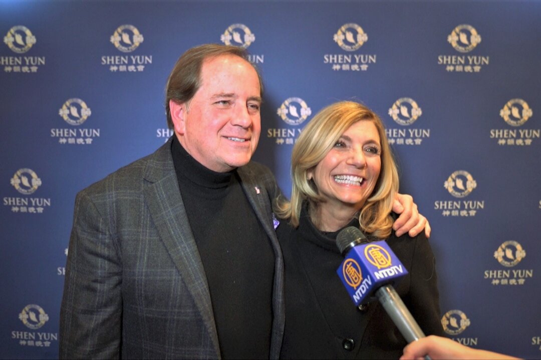 Susan Martinelli Shea, the president and founder of Dancing with the Students, attended Shen Yun Performing Arts on Feb. 22, 2020 with Mark Murphy, an account executive with an international fragrance company. (NTD Television)