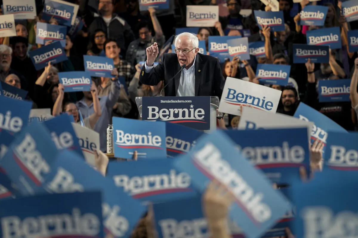 Democratic presidential candidate Sen. Bernie Sanders (I-VT) speaks at the University of Houston on Feb. 23, 2020. (Drew Angerer/Getty Images)