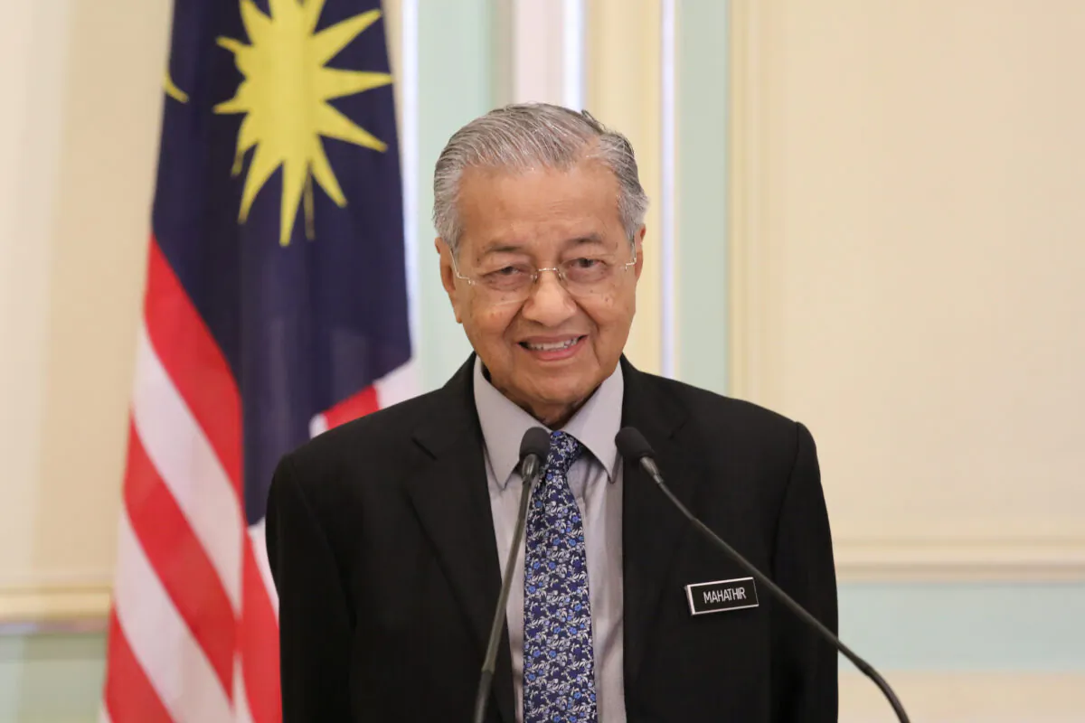 Malaysia's Prime Minister Mahathir Mohamad speaks during a joint news conference with Pakistan's Prime Minister Imran Khan (not pictured) in Putrajaya, Malaysia on Feb. 4, 2020. (Lim Huey Teng/Reuters)
