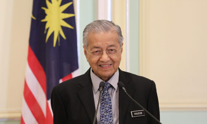 Malaysia's Prime Minister Mahathir Mohamad speaks during a joint news conference with Pakistan's Prime Minister Imran Khan (not pictured) in Putrajaya, Malaysia on Feb. 4, 2020. (Lim Huey Teng/Reuters)