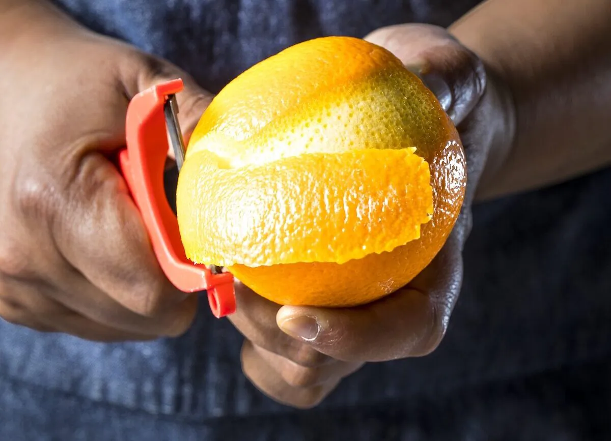 Making a citrus peel garnish. (Courtesy of America's Test Kitchen)