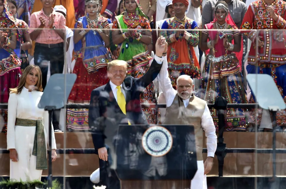 Indian Prime Minister, Narendra Modi and the President Donald Trump and First Lady Melania Trump at Motera Stadium, in Ahmedabad, Gujarat, on Feb. 24, 2020. (Press Bureau pof India)