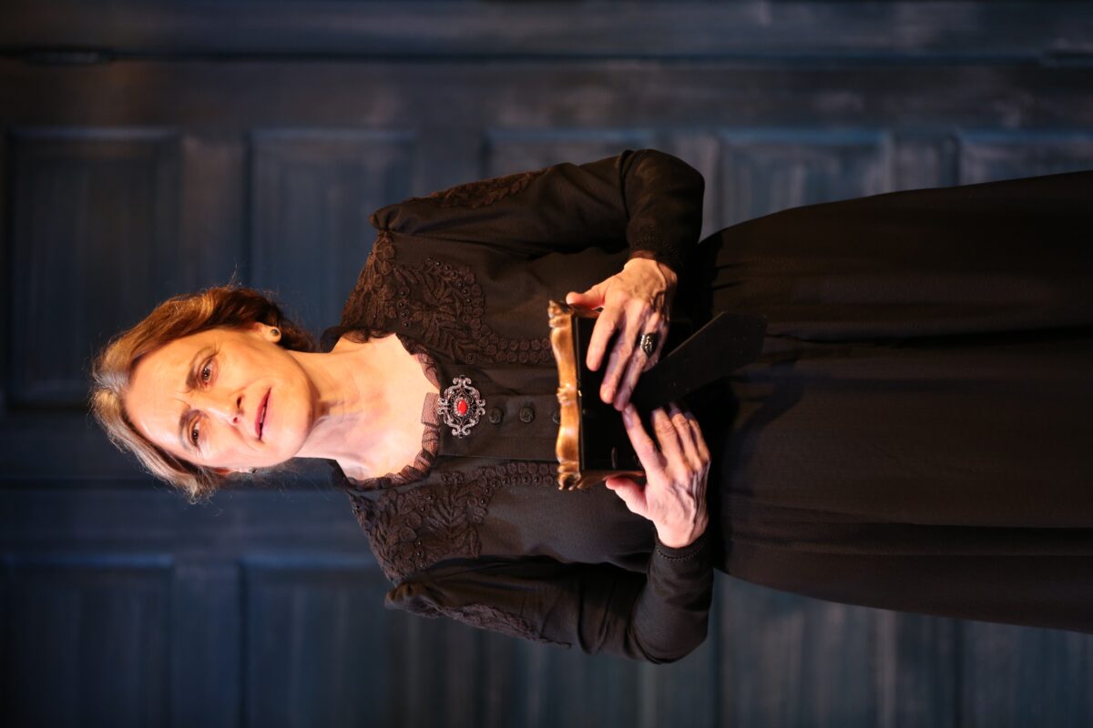 Una Clancy as Lady Gregory, the great benefactress of Irish theater, in “Lady G: Plays and Whisperings of Lady Gregory.” (Carol Rosegg)