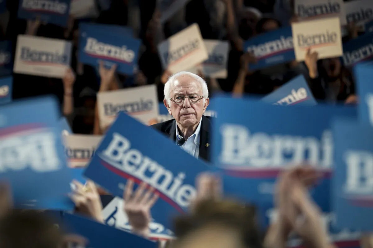 Democratic presidential candidate Sen. Bernie Sanders (I-Vt.) speaks during a campaign rally at the University of Houston on Feb. 23, 2020. (Drew Angerer/Getty Images)