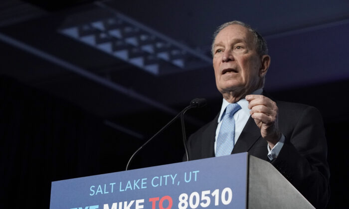 Democratic presidential candidate former New York City Mayor Mike Bloomberg talks to supporters at a rally in Salt Lake City on Feb. 20, 2020. (George Frey/Getty Images)