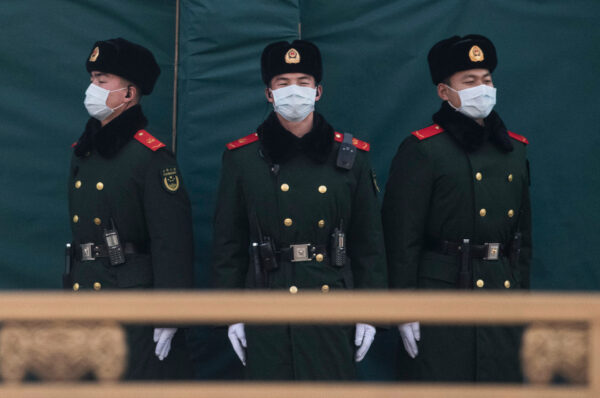 wuhan police wearing mask three