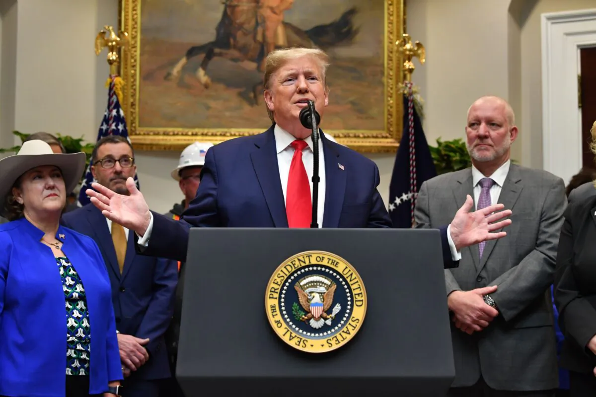 President Donald Trump speaks about the proposed changes to the National Environmental Policy Act at the White House in Washington on Jan. 9, 2020. (Nicholas Kamm/AFP via Getty Images)