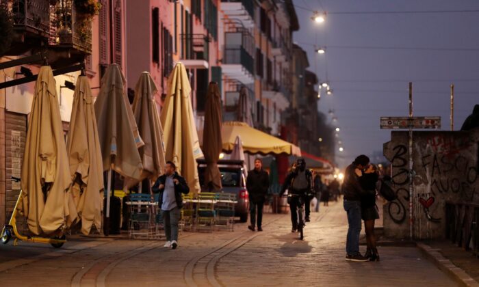 Closed bars and pubs are seen in the Naviglio area of Milan, as the country is hit by the coronavirus outbreak, in Italy on Feb. 25, 2020. (Yara Nardi/Reuters)