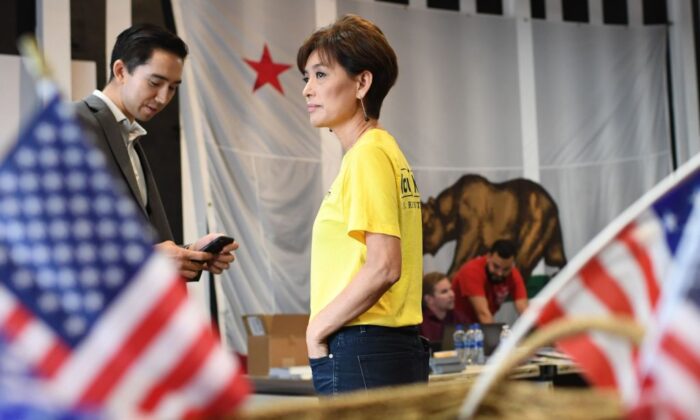 Republican candidate for U.S. Congress Young Kim visits her campaign office in Yorba Linda, Calif., on Oct. 6, 2018. (Robyn Beck/AFP via Getty Images)