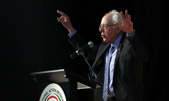 Democratic presidential candidate Sen. Bernie Sanders (I-Vt.) delivers remarks during the Rev. Al Sharpton Minister's Breakfast at Mt. Moriah Missionary Baptist Church in North Charleston, S.C., on Feb. 26, 2020. (Logan Cyrus/AFP via Getty Images)