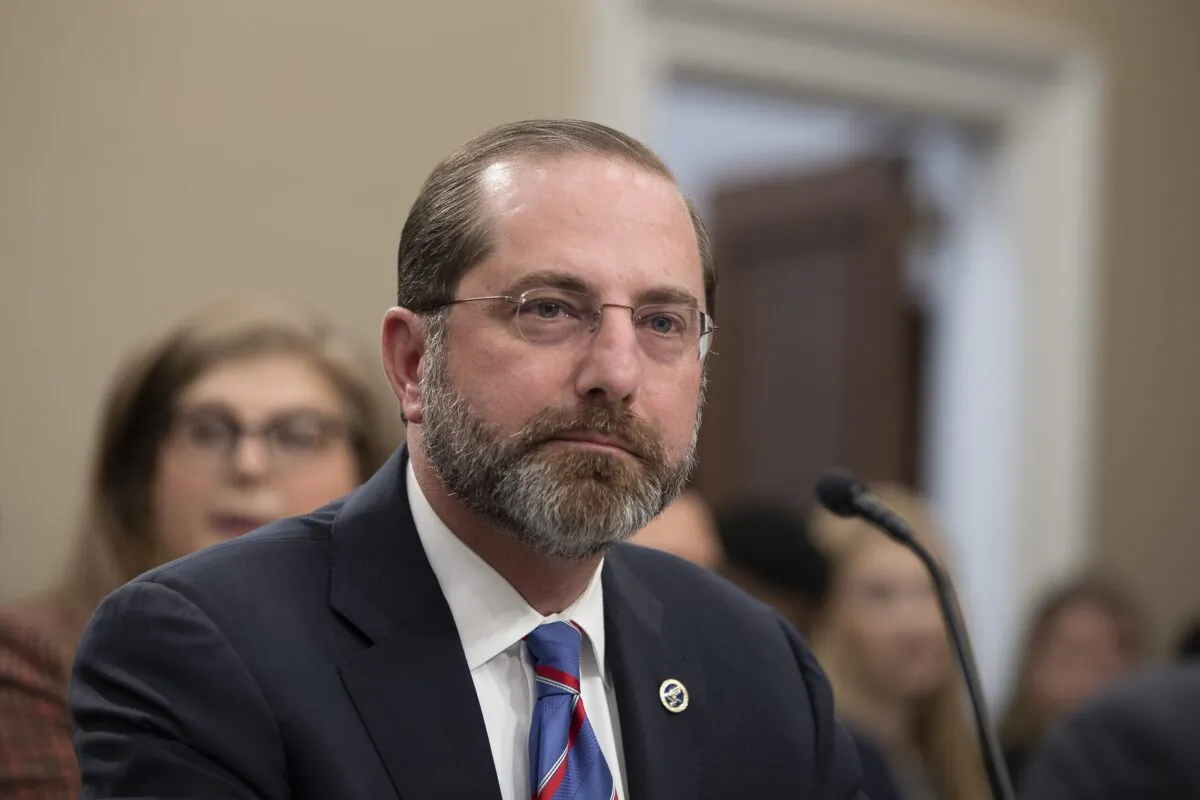 Secretary of Health and Human Services Alex Azar testifies before the House Appropriations Committee in Washington on Feb. 26, 2020. (Tasos Katopodis/Getty Images)