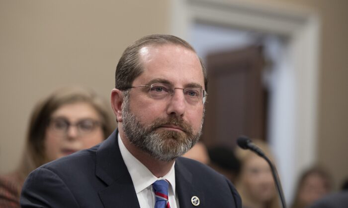 Secretary of Health and Human Services Alex Azar testifies before the House Appropriations Committee in Washington on Feb. 26, 2020. (Tasos Katopodis/Getty Images)