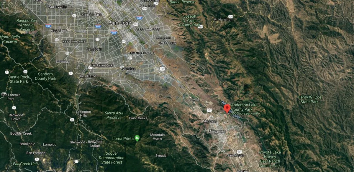 A Silicon Valley reservoir must be drained because its dam could break during a major earthquake and flood numerous towns and cities in the San Francisco Bay area. (Google Maps)