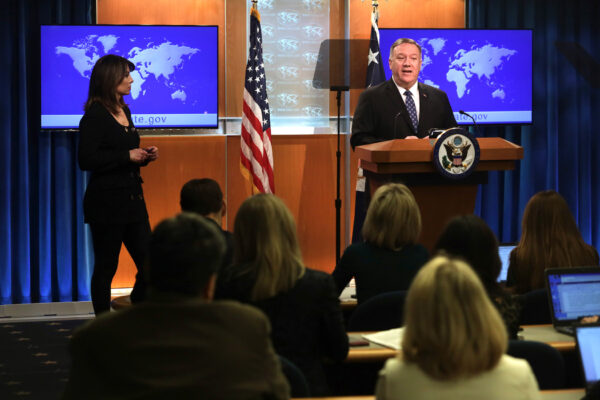 Secretary Of State Mike Pompeo Holds Press Briefing At The State Department