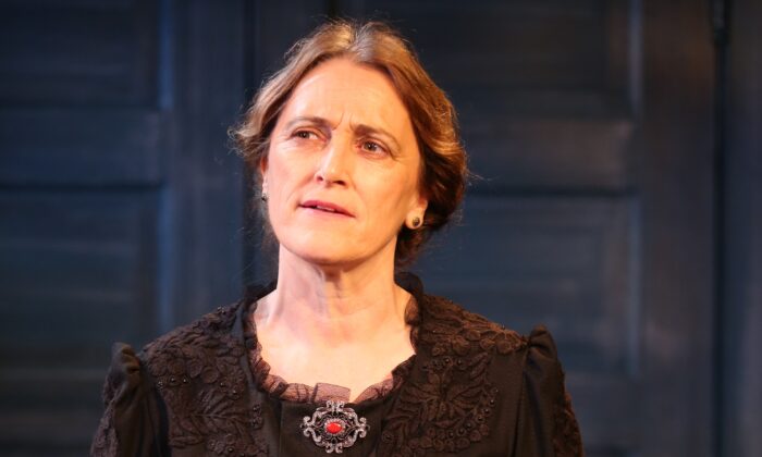 Una Clancy as Lady Gregory, the great benefactress of Irish theater, in “Lady G: Plays and Whisperings of Lady Gregory.” (Carol Rosegg)