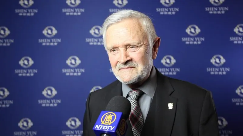 Felix Rudolf von Rohr, who was awarded the “Europeen de Coeur” in 2019 attended the Shen Yun opening show at the Musical Theater Basel, on Feb. 25, 2020. (NTD Television)