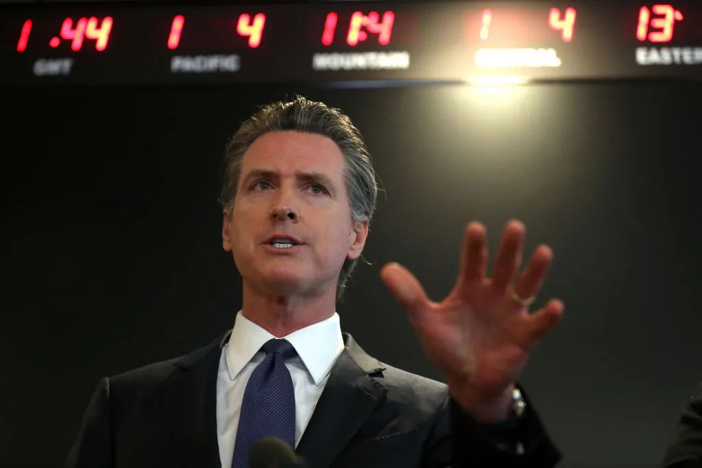 Gov. Gavin Newsom speaks during a news conference at the California Department of Public Health in Sacramento, Calif., on Feb. 27, 2020. (Justin Sullivan/Getty Images)