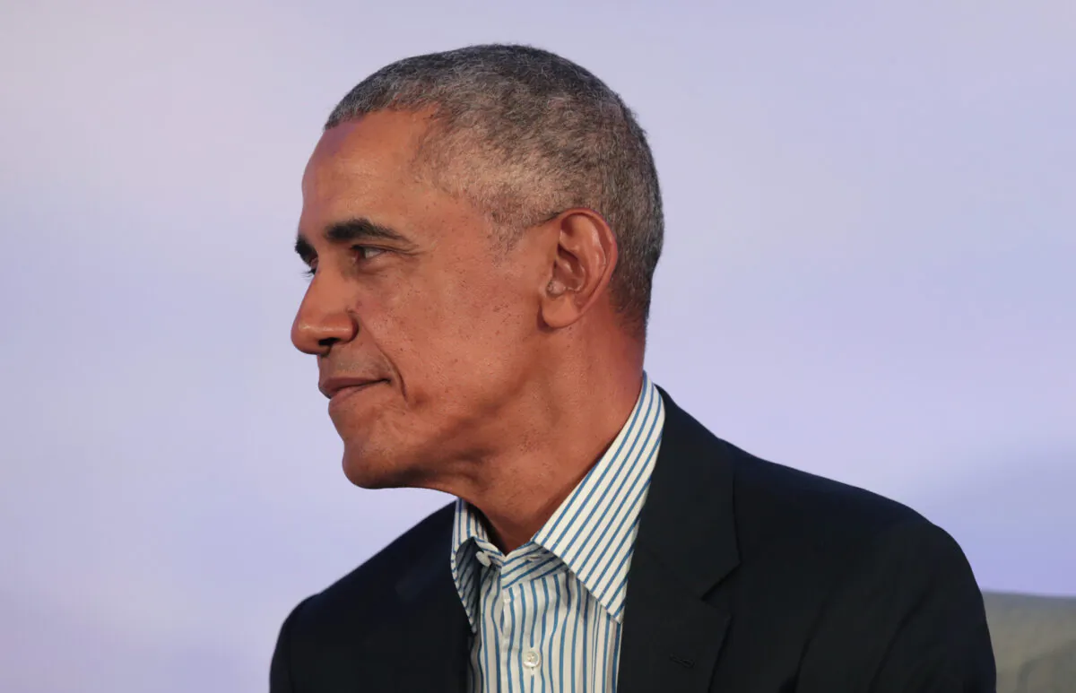 Former President Barack Obama speaks to guests at the Obama Foundation Summit on the campus of the Illinois Institute of Technology in Chicago, Illinois, on Oct. 29, 2019. (Scott Olson/Getty Images)