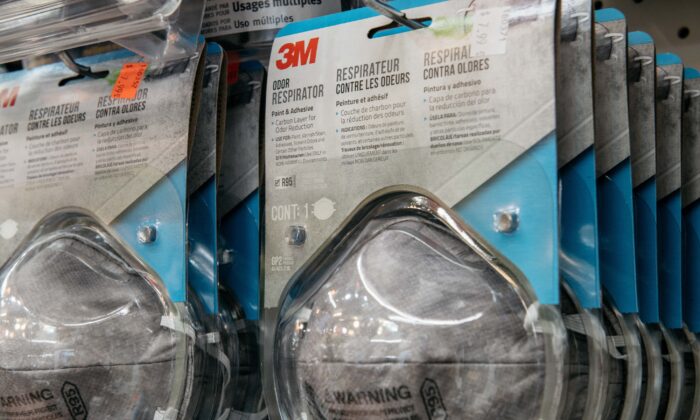 Amidst fears of a growing coronavirus pandemic, protective facemasks are sold at a Manhattan hardware store in New York City on Feb. 26, 2020. (Scott Heins/Getty Images)