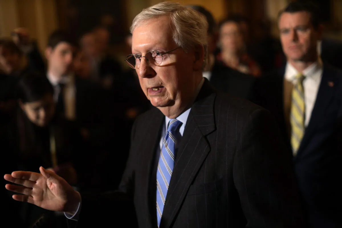 Senate Majority Leader Mitch McConnell (R-Ky.) speaks in Washington on Feb. 25, 2020. (Alex Wong/Getty Images)