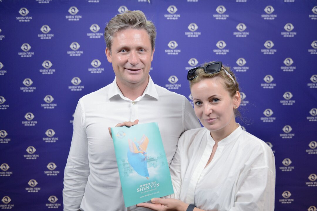 Karol Adrasowicz-Madej, a managing director, and his wife, Violetta, a journalist, felt the harmony at Shen Yun’s performance at the Kiri Te Kanawa Theatre, Aotea Center, Auckland, New Zealand, on Feb. 28, 2020. (Michael Zhang/The Epoch Times)