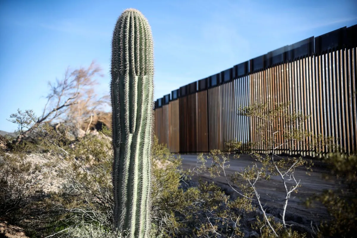 The U.S.-Mexico border wall is seen in Organ Pipe National Park south of Ajo, Ariz., on Feb. 13, 2020. (Sandy Huffaker/AFP via Getty Images)