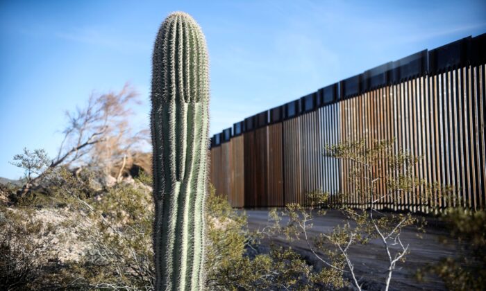 The U.S.-Mexico border wall is seen in Organ Pipe National Park south of Ajo, Ariz., on Feb. 13, 2020. (Sandy Huffaker/AFP via Getty Images)