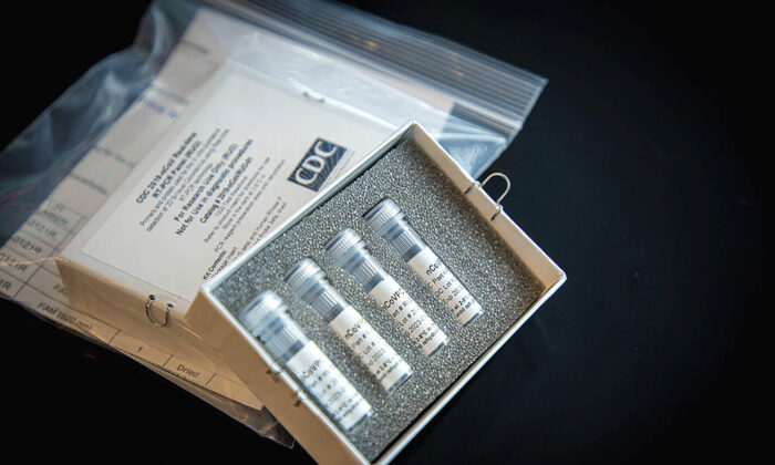 This undated photo provided by U.S. Centers for Disease Control and Prevention shows CDC’s laboratory test kit for the new coronavirus. (CDC via AP)