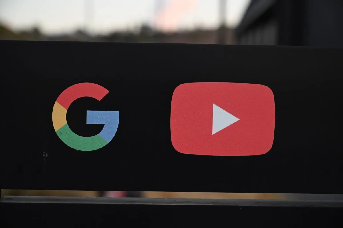 The Google and YouTube logos are seen at the entrance to the Google offices in Los Angeles, California on Nov. 21, 2019. (Robyn Beck/AFP via Getty Images)