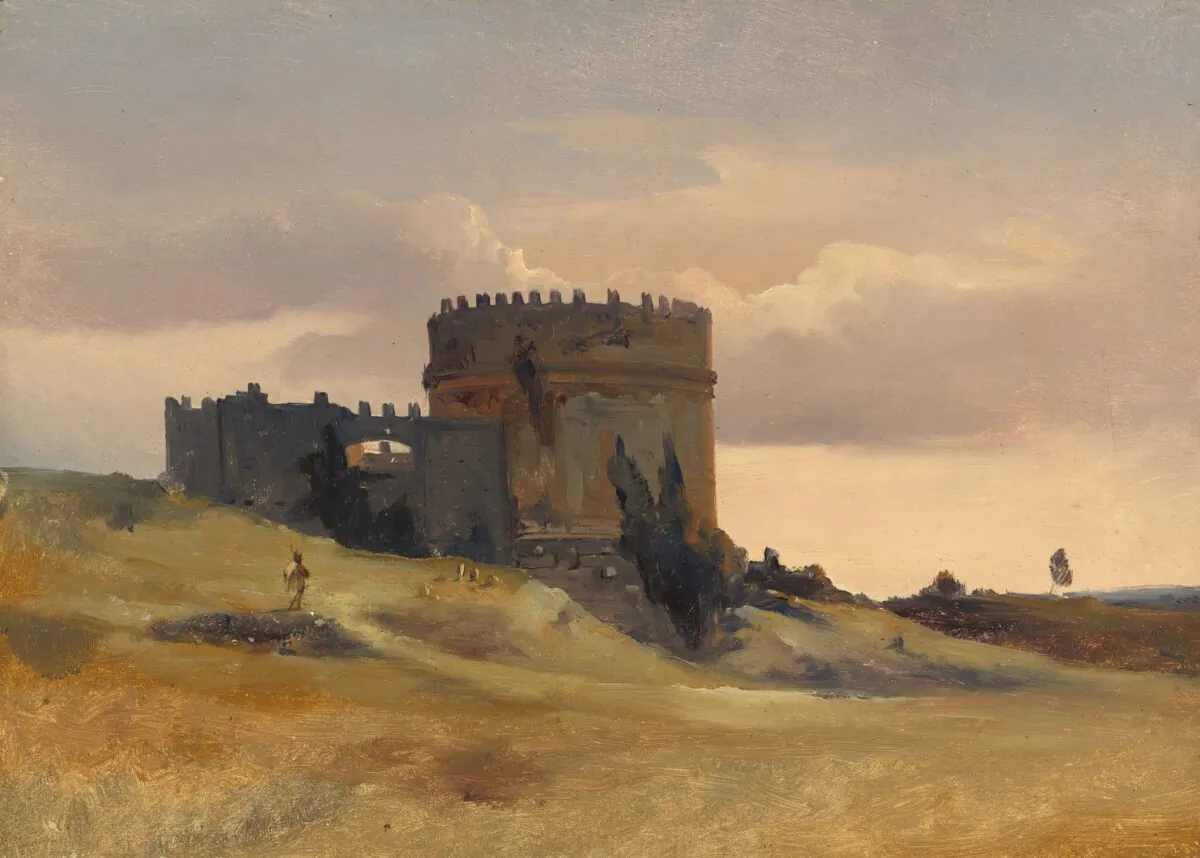 "The Tomb of Caecilia Metella," circa 1830, by Léon-François-Antoine Fleury.
Oil on canvas; 11 inches by 13 inches. Gift of Frank Anderson Trapp. (National Gallery of Art, Washington)