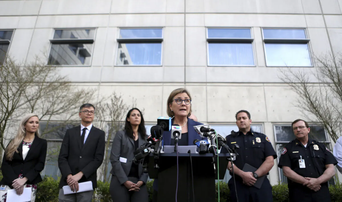 Santa Clara County Public Health Department Director Dr. Sara Cody speaks during a news conference in San Jose, Calif., on Feb. 28, 2020. (Anda Chu/Bay Area News Group via AP)