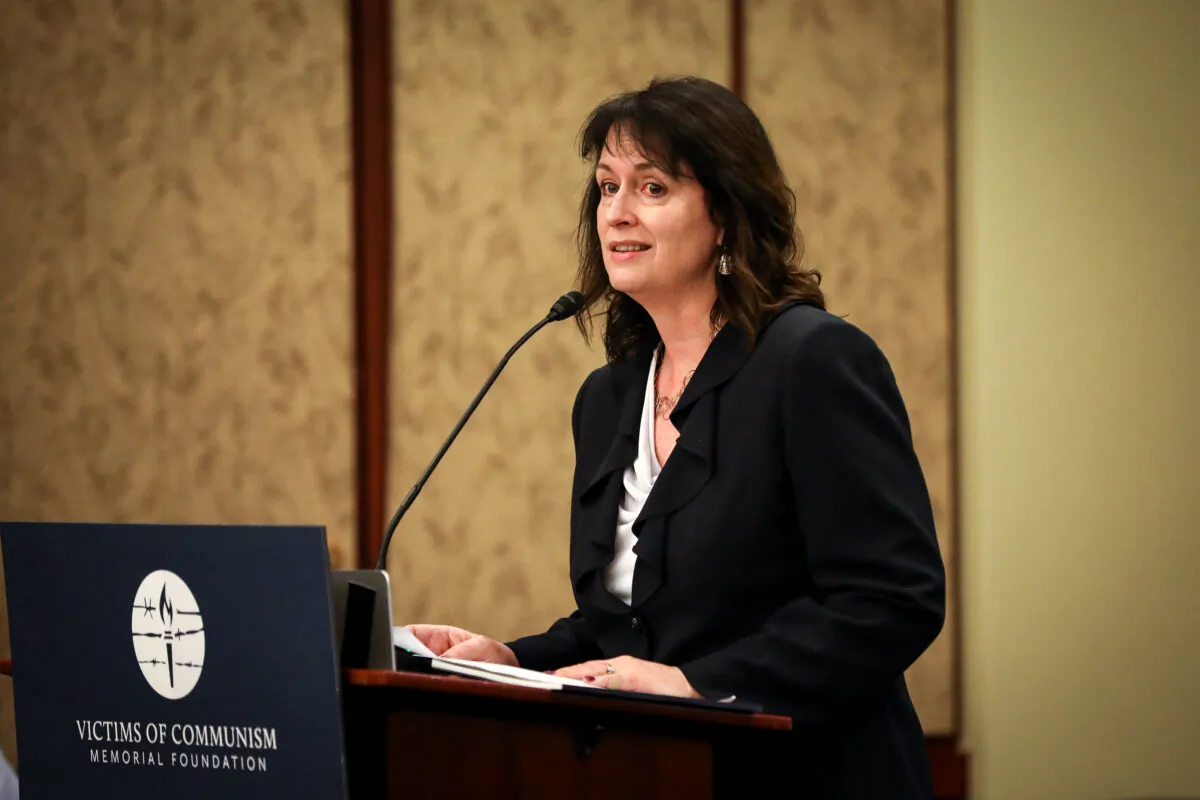 Nadine Maenza, then vice chair of the United States Commission on International Religious Freedom, speaks at the Policy Forum on Organ Procurement and Extrajudicial Execution in China on Capitol Hill on March 10, 2020. (Samira Bouaou/The Epoch Times)
