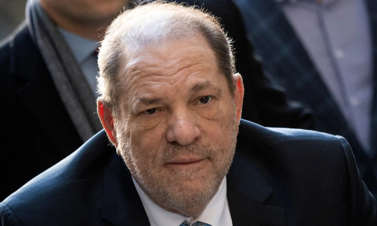 Harvey Weinstein arrives at the Manhattan Criminal Court in New York City on Feb. 24, 2020. (Johannes Eisele/AFP via Getty Images)
