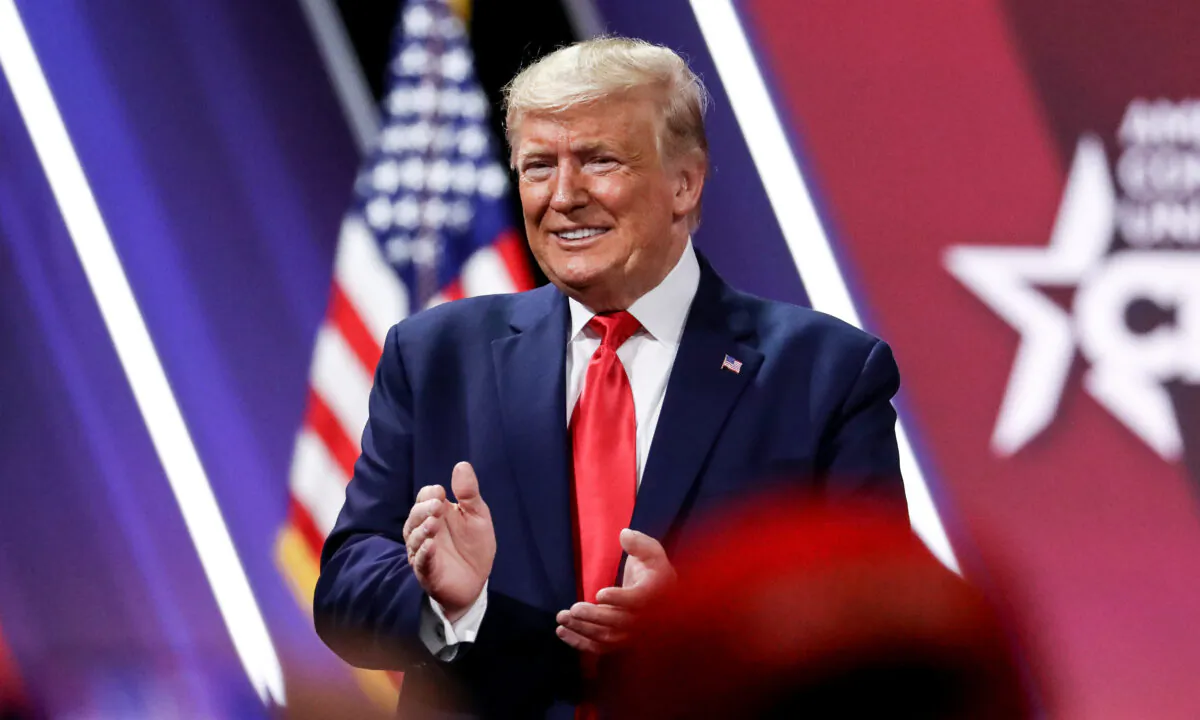 President Donald Trump speaks at the CPAC convention in National Harbor, Md., on Feb. 29, 2020. (Samira Bouaou/The Epoch Times)