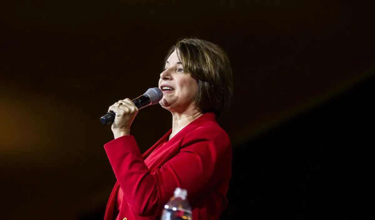 Sen. Amy Klobuchar (D-Minn.) speaks during a campaign rally at the Altria Theatre in Richmond, Va., on Feb. 29, 2020. (Zach Gibson/Getty Images)